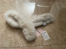 Load image into Gallery viewer, Beayoikt scarf, white plush scarf, chambray scarf, wear with accessorized fox fur collar, warm scarf