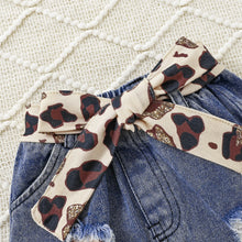 Load image into Gallery viewer, TIGELUKEY Baby Girl Clothes Newborn Long Sleeve Ruffle Romper Short Jeans Pants Leporad Headband Infant Outfits