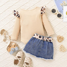 Load image into Gallery viewer, TIGELUKEY Baby Girl Clothes Newborn Long Sleeve Ruffle Romper Short Jeans Pants Leporad Headband Infant Outfits