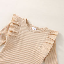 Load image into Gallery viewer, LUCKBBLO Baby Girl Clothes Outfit Infant Outifts Fall Winter Outfits 3pc Rib Frill Long Sleeve Romper Pant Set 0-24 Months
