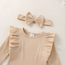 Load image into Gallery viewer, LUCKBBLO Baby Girl Clothes Outfit Infant Outifts Fall Winter Outfits 3pc Rib Frill Long Sleeve Romper Pant Set 0-24 Months