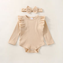 Load image into Gallery viewer, LUCKBBLO Baby Girl Clothes Outfit Infant Outifts Fall Winter Outfits 3pc Rib Frill Long Sleeve Romper Pant Set 0-24 Months