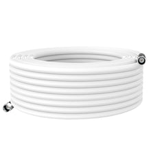Load image into Gallery viewer, Metarepeater 60ft White RG6 Professional Coaxial Cable for Amplifiers Shielded PVC with Premium Continuous Ground Brass Metal Compression F-F Male Connectors