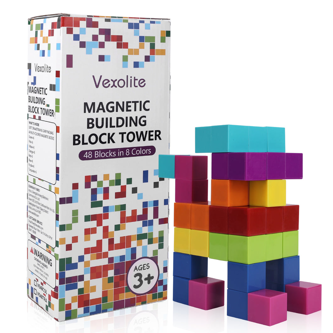 Vexolite Magnetic Building Blocks, Magnetic Blocks Multi-Color, Preschool STEM Educational Magnet Toys