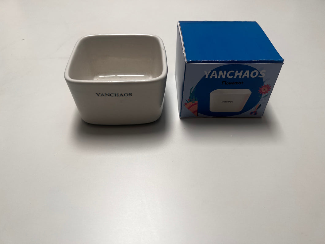 YANCHAOS Succulent Planter, Desktop Flower and Greenery Planter, White Ceramic Cute Small Planter