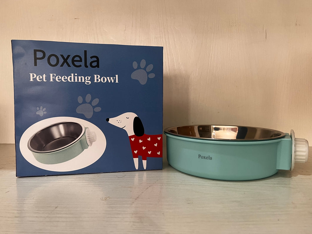 Poxela Pet Feeding Bowl, Pet Stainless Steel Food Bowl, Hanging Anti-Tip Food Bowl for Cats