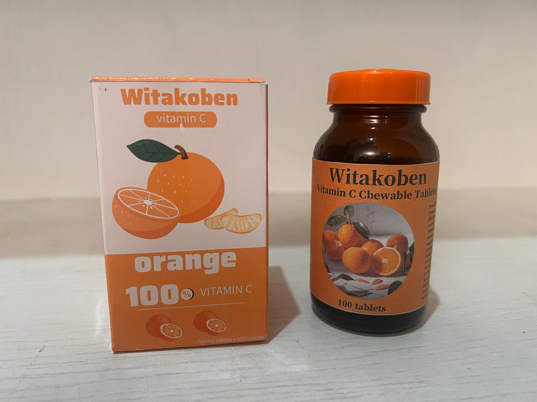 Witakoben Chewable Vitamin C Tablets, Immunity Boosting Nutritional Sweet Orange Flavor Vitamin C Tablets