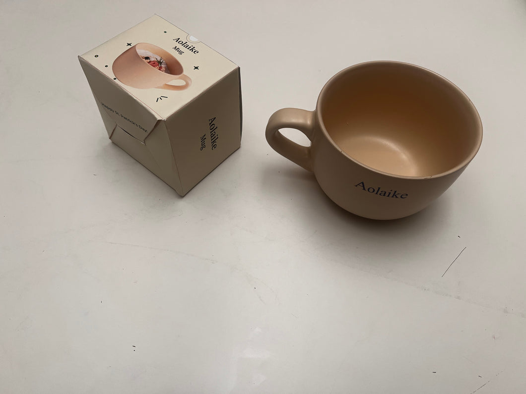 Aolaike Mug,Large Ceramic Oatmeal Mug Breakfast Bowl Mug Large Capacity Mug,Cream Style Oversized Breakfast Mug,Microwavable Mugs