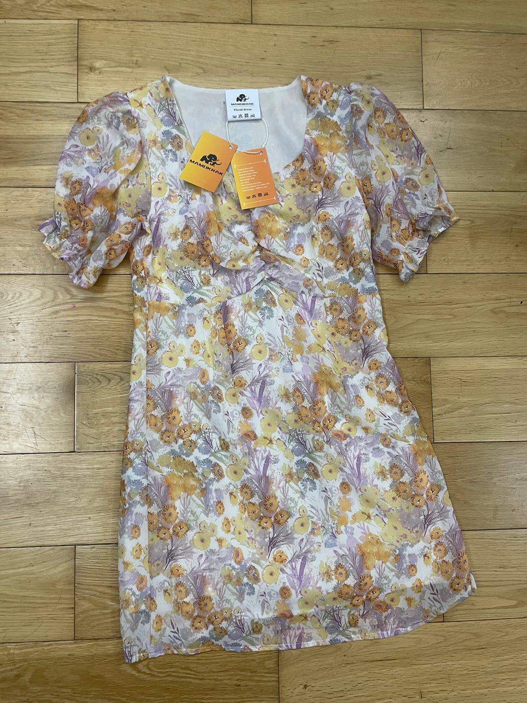 MAMOKRAK floral dress, short sleeve square neck floral dress, skinny dress