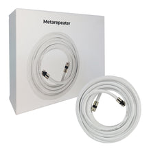 Load image into Gallery viewer, Metarepeater 60ft White RG6 Professional Coaxial Cable for Amplifiers Shielded PVC with Premium Continuous Ground Brass Metal Compression F-F Male Connectors
