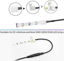 Load image into Gallery viewer, Amefil LED Strip Connector 2Pin 8mm LED Connector Kit Include Gapless Connector, L Shape PCB Connector,Jumper Connector,DC Female and DC Jack Splitter for 3528 5050 LED Strip (2pin-8)
