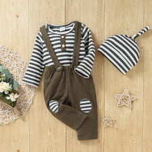 Load image into Gallery viewer, VILUNTOTO Baby Boy Clothes Newborn Outfits Long Sleeve Stripe Romper Overalls Suspender Pants Set 0-24 Months
