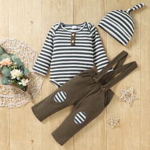 Load image into Gallery viewer, VILUNTOTO Baby Boy Clothes Newborn Outfits Long Sleeve Stripe Romper Overalls Suspender Pants Set 0-24 Months

