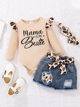 Load image into Gallery viewer, TIGELUKEY Baby Girl Clothes Newborn Long Sleeve Ruffle Romper Short Jeans Pants Leporad Headband Infant Outfits
