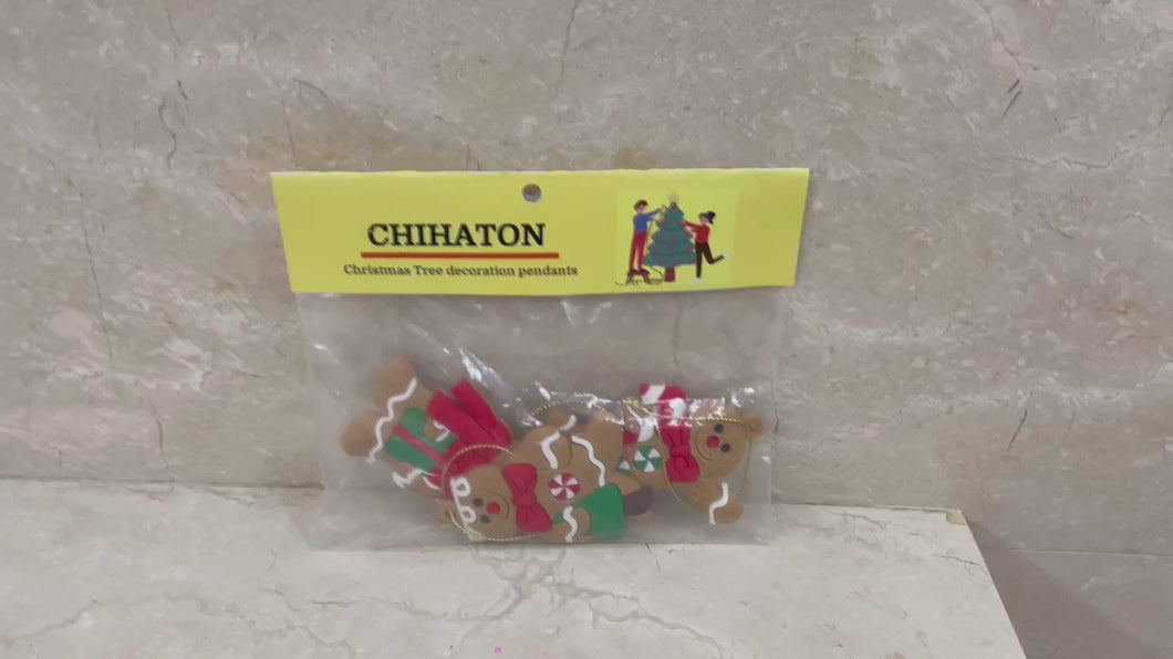CHIHATON Gingerbread Man Pendant Christmastree Ornaments PVC Soft Glue Craft Christmas Ornaments