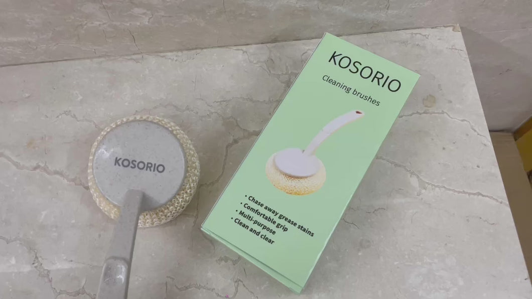 KOSORIO Handle Cleaning Brush, Double Sided Cleaning Brush, Kitchen Cleaning Products, Removable, Handle Wire Ball, Cleaning Brush