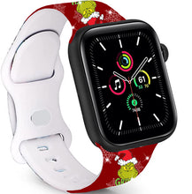 Load image into Gallery viewer, SadSkins Christmas Watch Bands Compatible with Apple Watch 38mm 40mm 42mm 44mm 45mm, Adjustable Waterproof Wristbands Soft Silicone Replacement Strap for iWatch Series 8 7 6 5 4 3 2 1 SE
