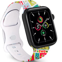 Load image into Gallery viewer, SadSkins Christmas Watch Bands Compatible with Apple Watch 38mm 40mm 42mm 44mm 45mm, Adjustable Waterproof Wristbands Soft Silicone Replacement Strap for iWatch Series 8 7 6 5 4 3 2 1 SE
