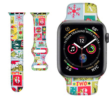 Load image into Gallery viewer, SadSkins Christmas Watch Bands Compatible with Apple Watch 38mm 40mm 42mm 44mm 45mm, Adjustable Waterproof Wristbands Soft Silicone Replacement Strap for iWatch Series 8 7 6 5 4 3 2 1 SE
