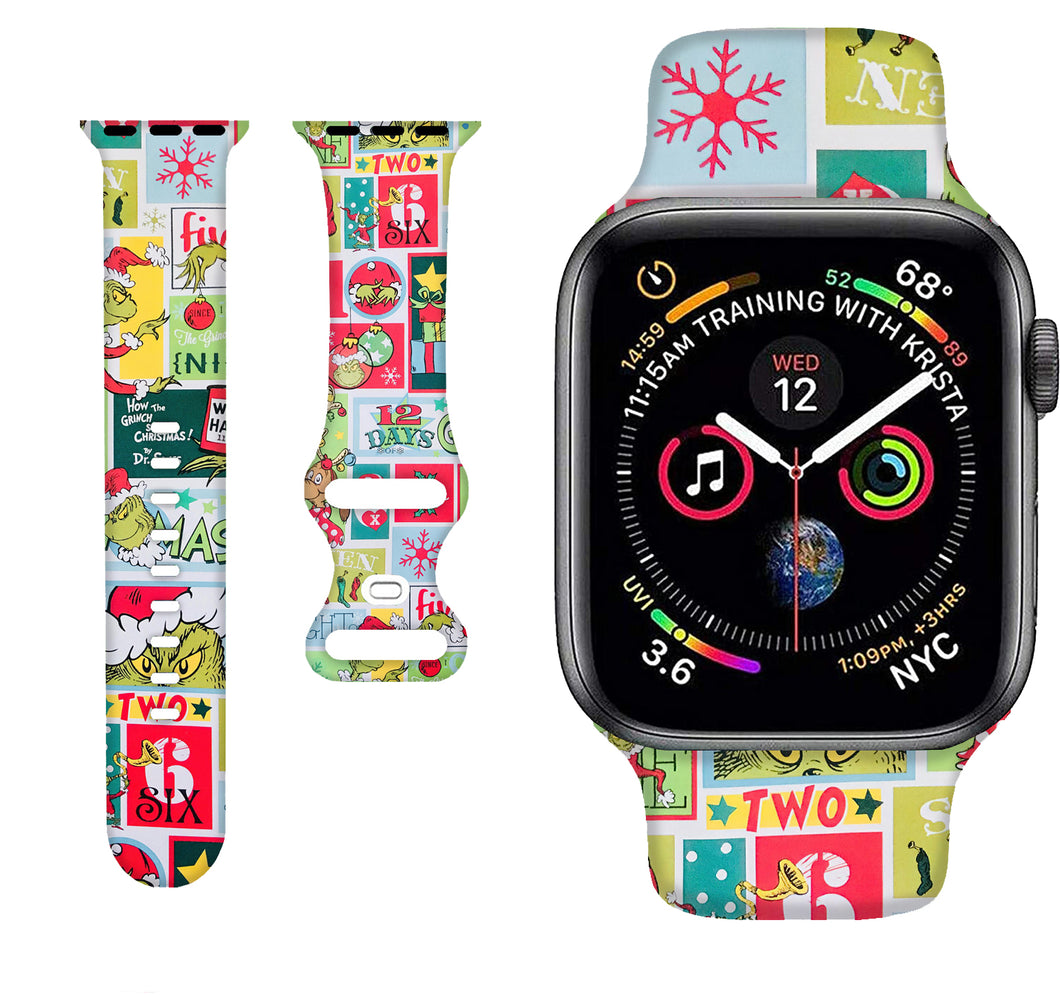 SadSkins Christmas Watch Bands Compatible with Apple Watch 38mm 40mm 42mm 44mm 45mm, Adjustable Waterproof Wristbands Soft Silicone Replacement Strap for iWatch Series 8 7 6 5 4 3 2 1 SE