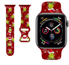 Load image into Gallery viewer, SadSkins Christmas Watch Bands Compatible with Apple Watch 38mm 40mm 42mm 44mm 45mm, Adjustable Waterproof Wristbands Soft Silicone Replacement Strap for iWatch Series 8 7 6 5 4 3 2 1 SE
