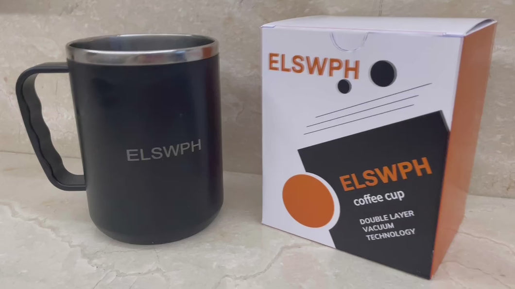 ELSWPH coffee mug, stainless steel mug, compact portable mug, coffee mug
